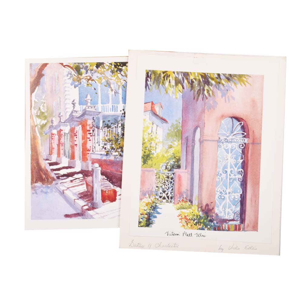 Victoria Platt Ellis Offset Lithographs "Gates of Charleston"
