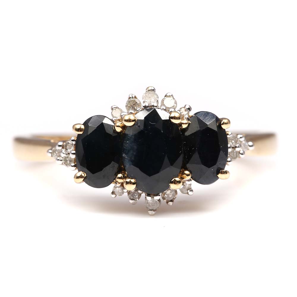 14K Yellow Gold 2.30 CTW Sapphire and Diamond Ring