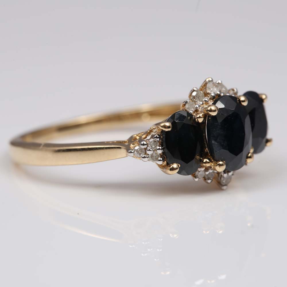 14K Yellow Gold 2.30 CTW Sapphire and Diamond Ring