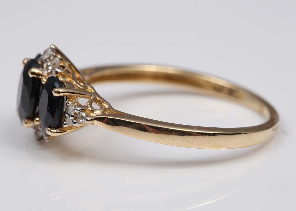14K Yellow Gold 2.30 CTW Sapphire and Diamond Ring