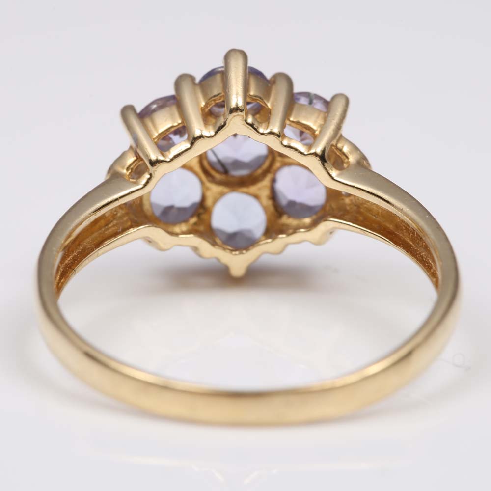 10K Yellow Gold Tanzanite and Diamond Ring