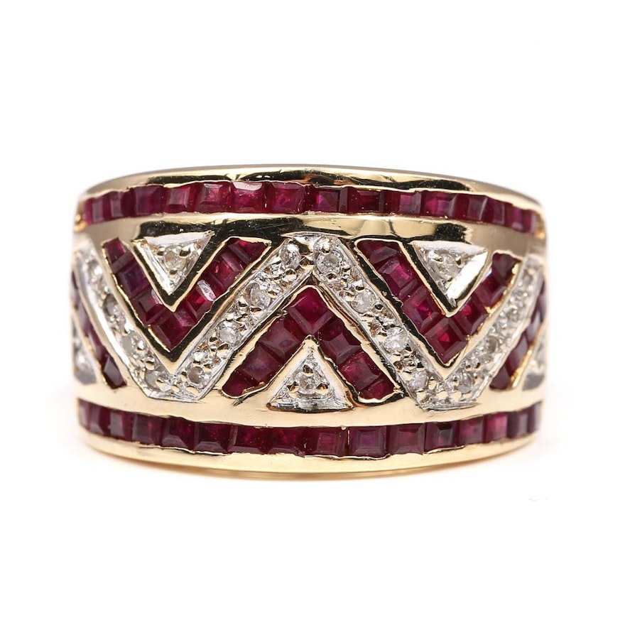 14K Yellow Gold 3.05 CTW Ruby and Diamond Ring