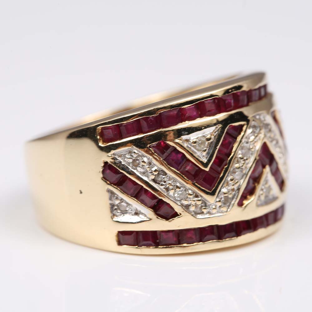 14K Yellow Gold 3.05 CTW Ruby and Diamond Ring