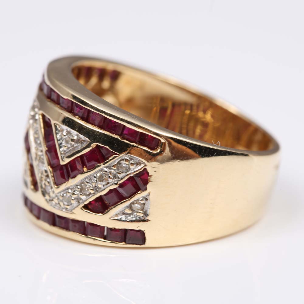 14K Yellow Gold 3.05 CTW Ruby and Diamond Ring