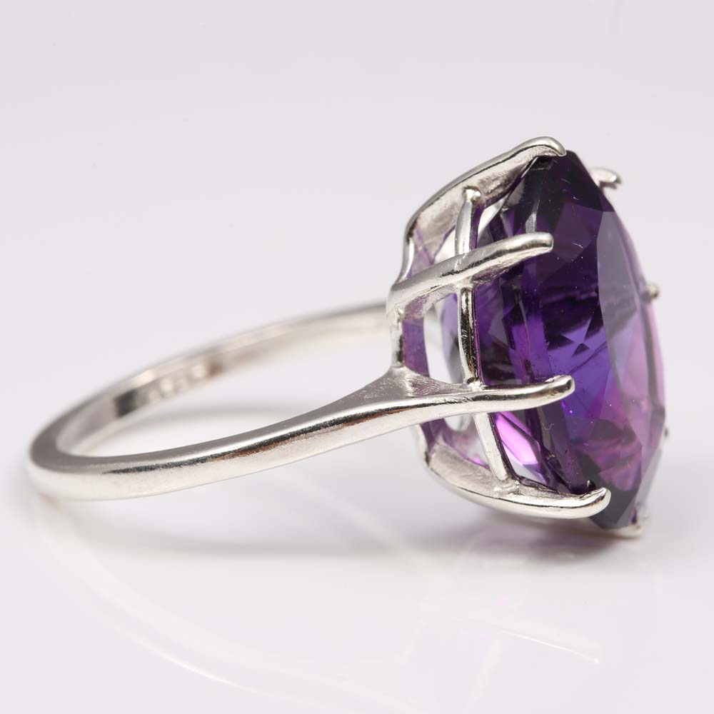 Sterling Silver 9.06 CT Amethyst Ring