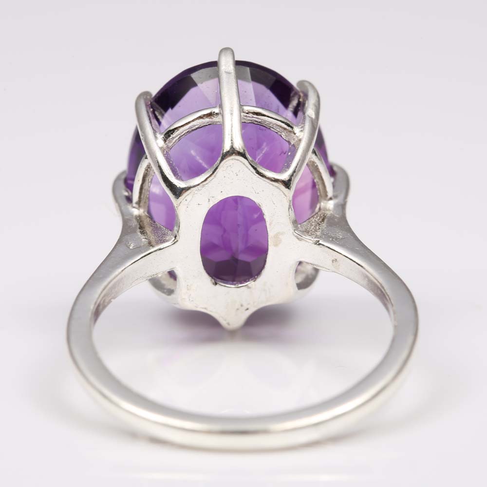 Sterling Silver 9.06 CT Amethyst Ring
