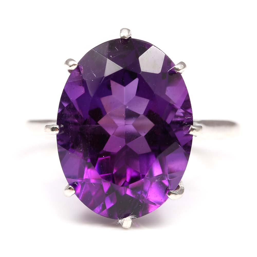 Sterling Silver 9.06 CT Amethyst Ring