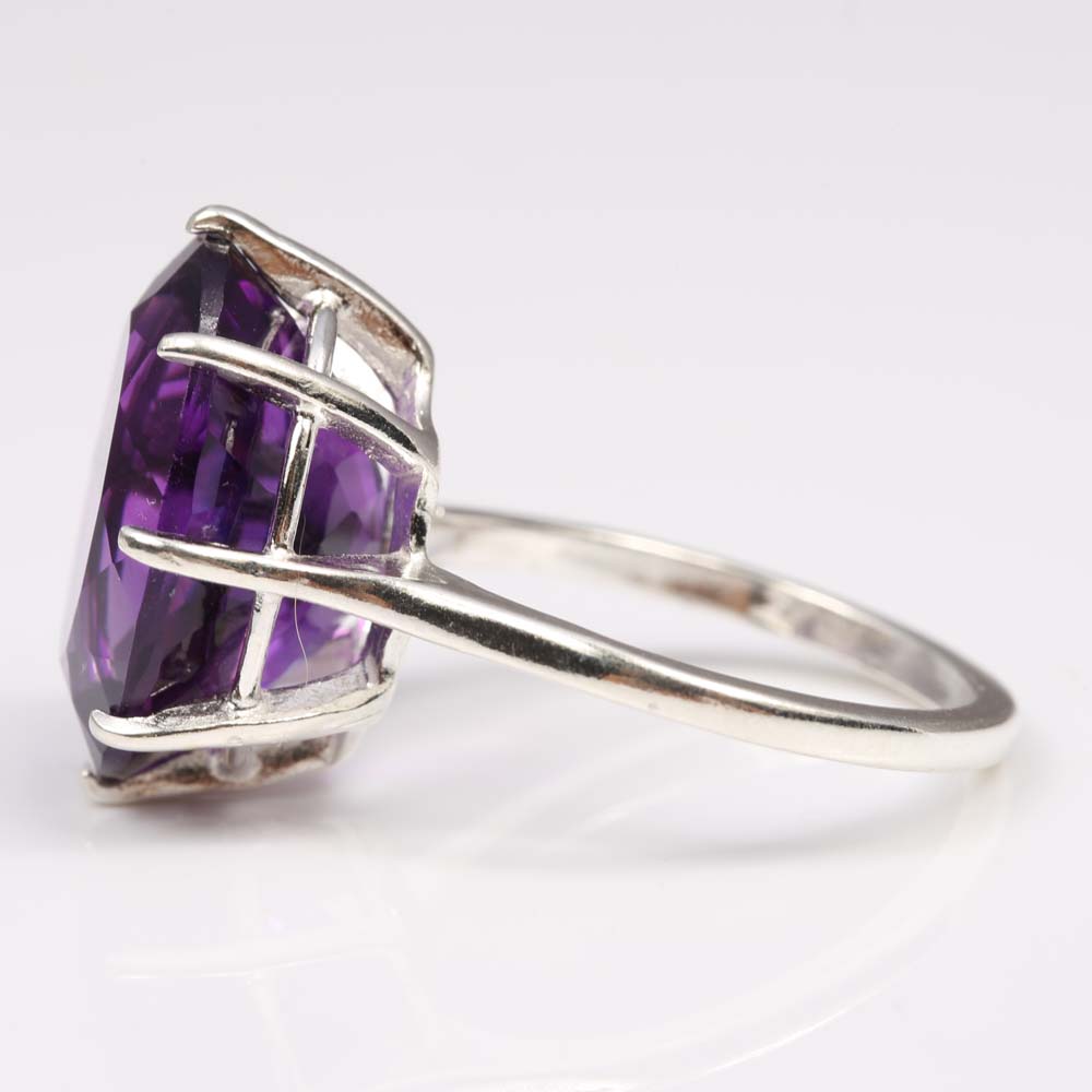 Sterling Silver 9.06 CT Amethyst Ring