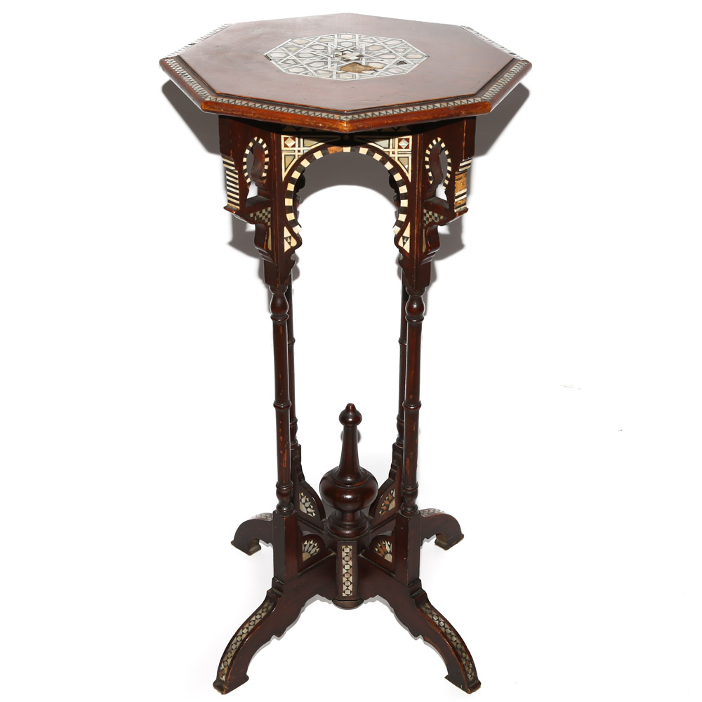 20th Century Turkish Candle Stand with Abalone Inlay