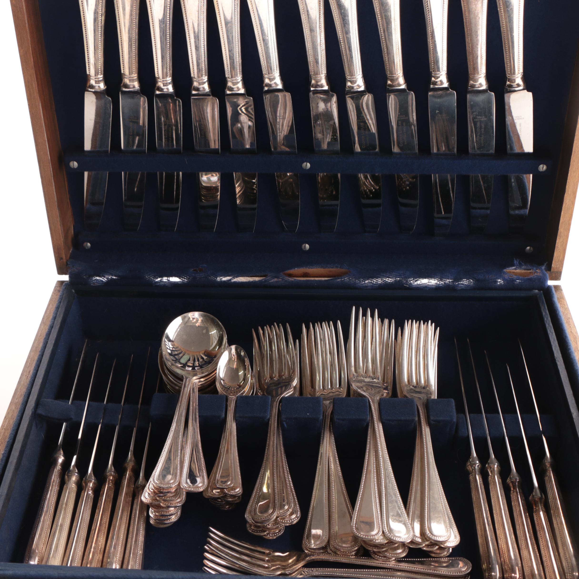 Cooper Ludlam Sheffield England "Bead" Silver Plate Flatware Set
