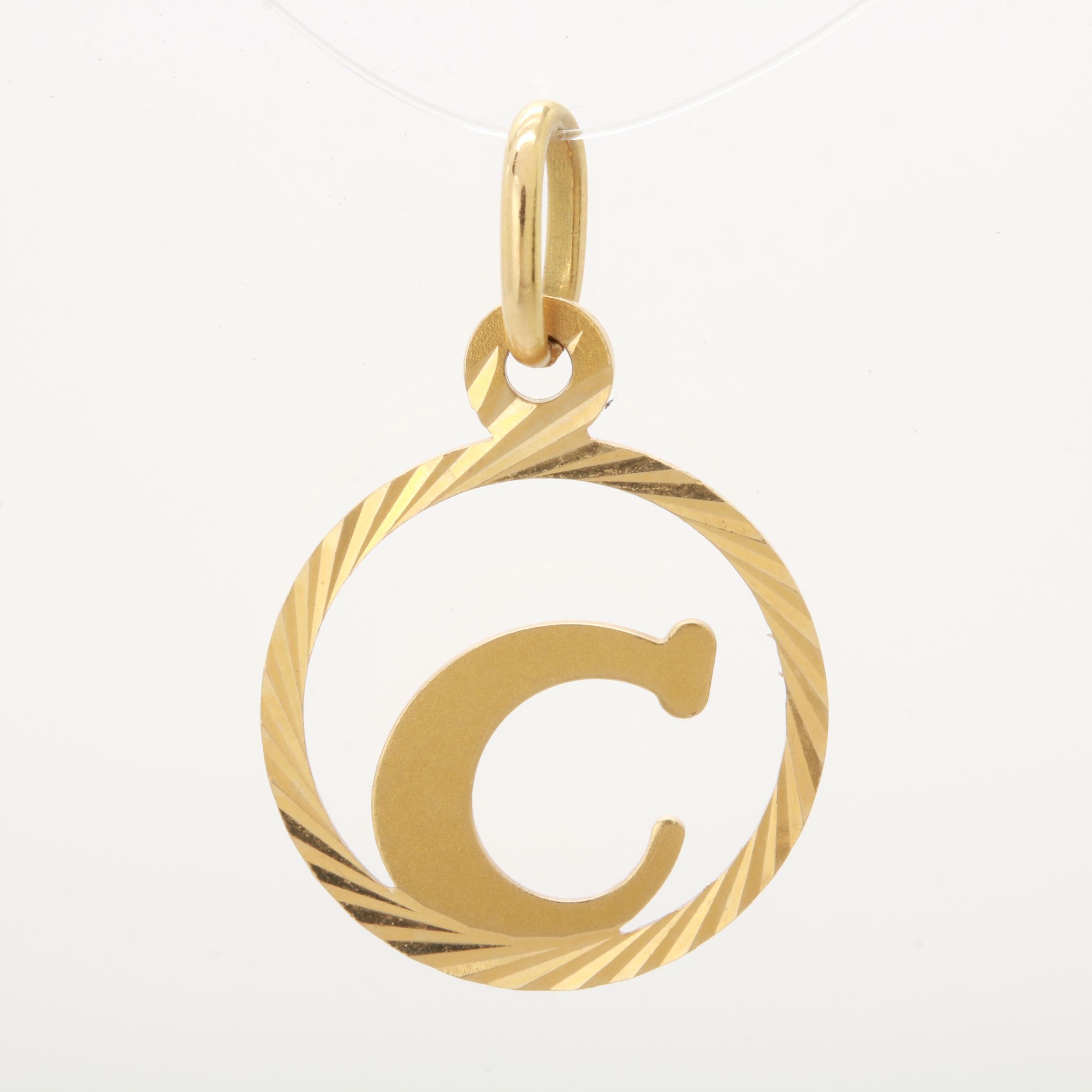 18K Yellow Gold "C" Pendant