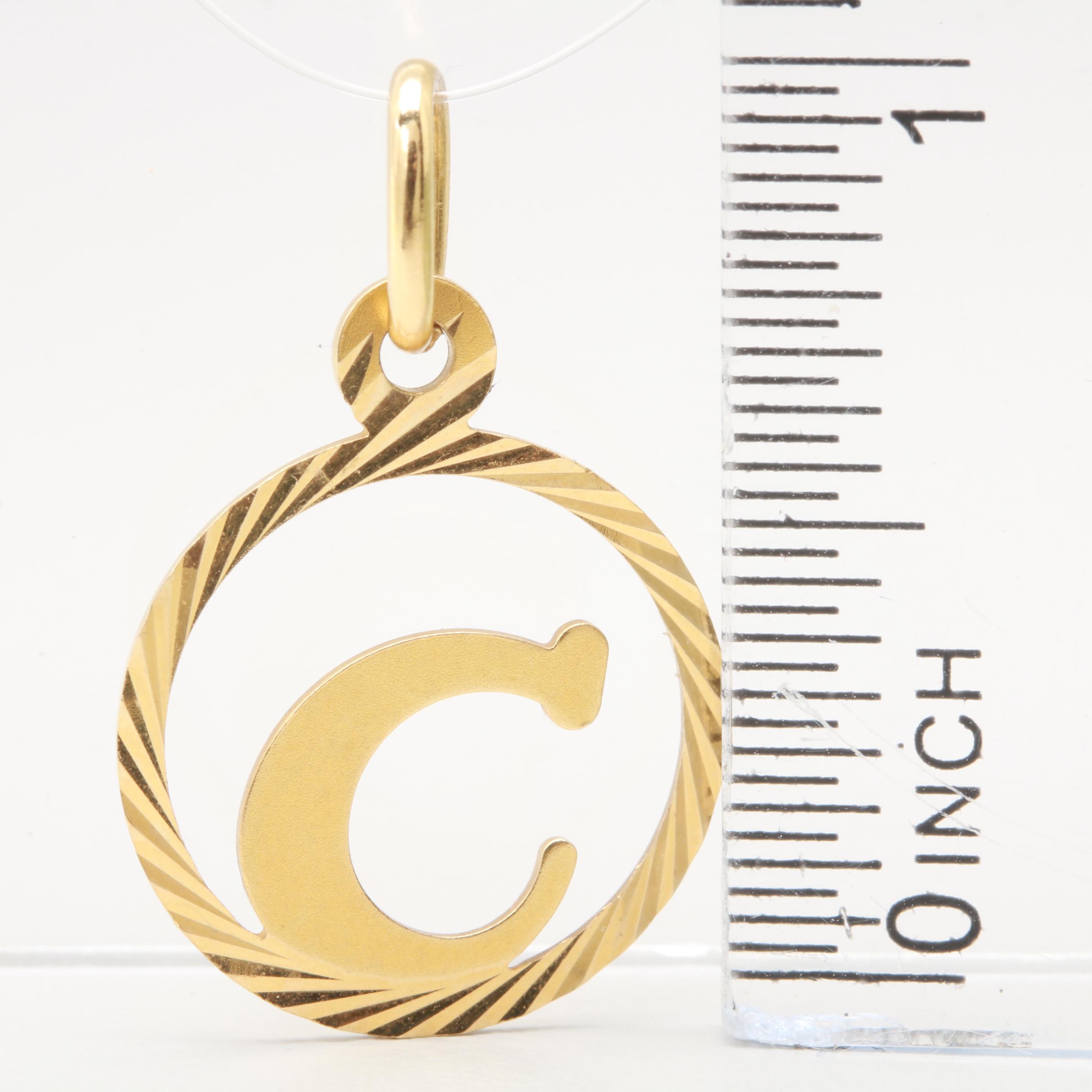 18K Yellow Gold "C" Pendant