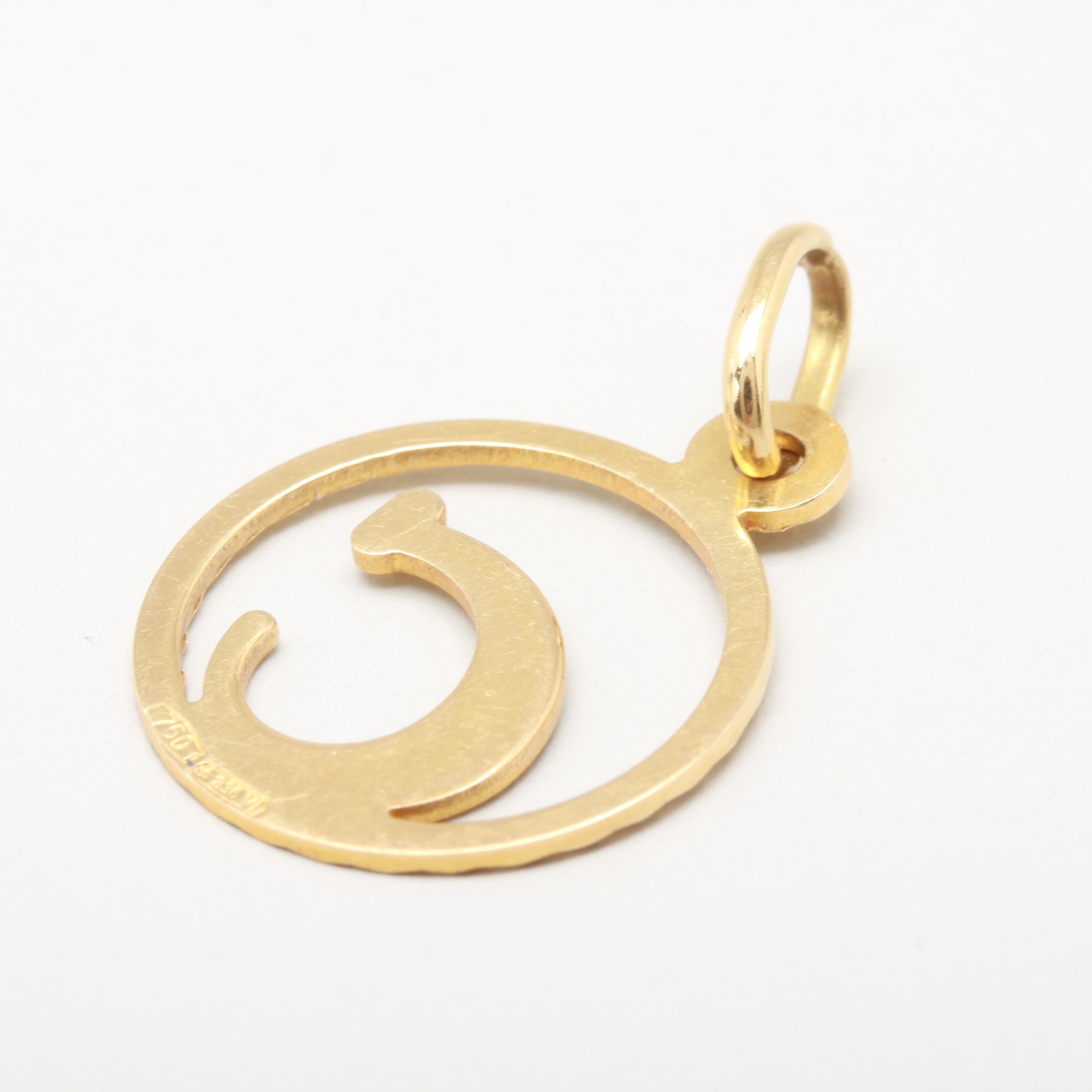 18K Yellow Gold "C" Pendant