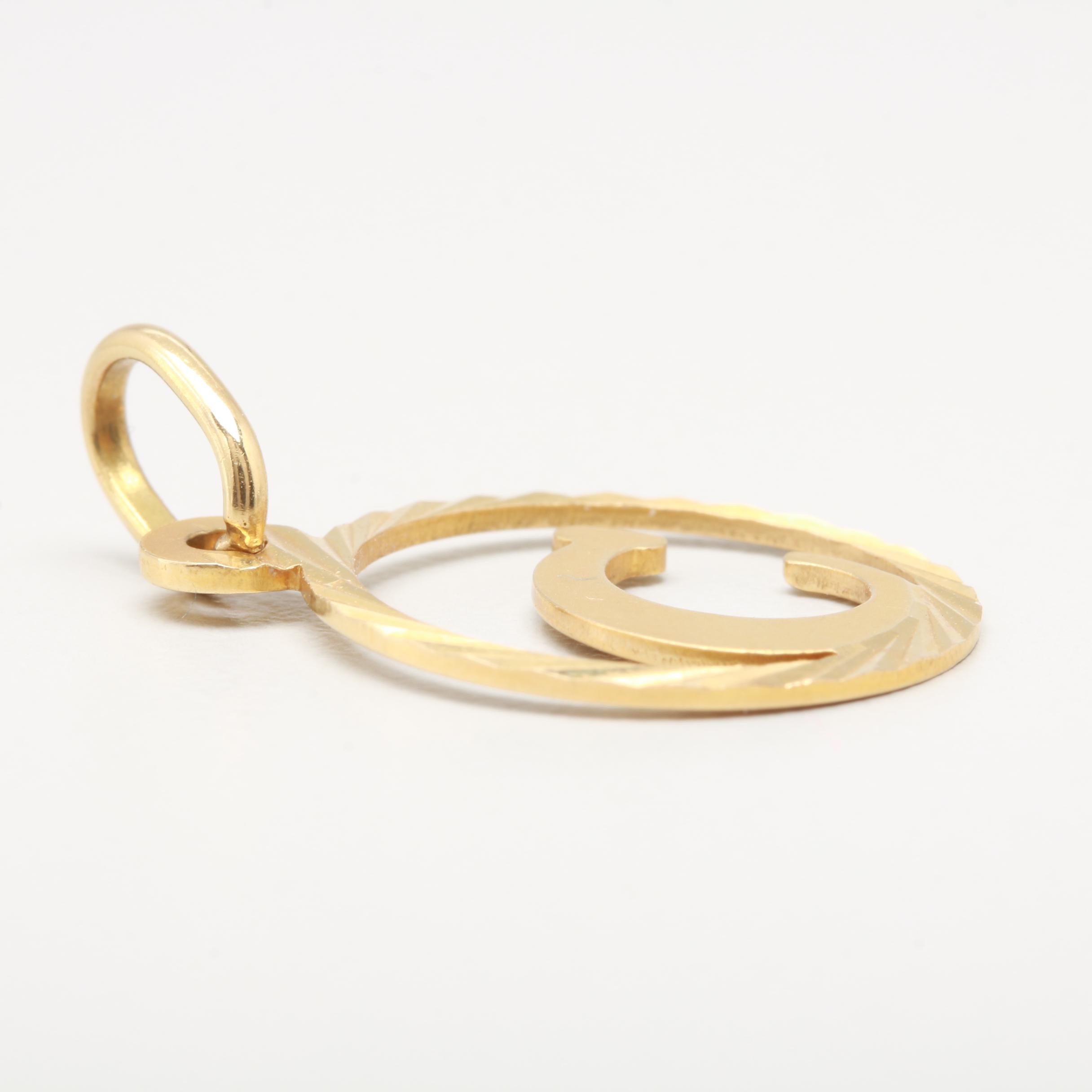 18K Yellow Gold "C" Pendant