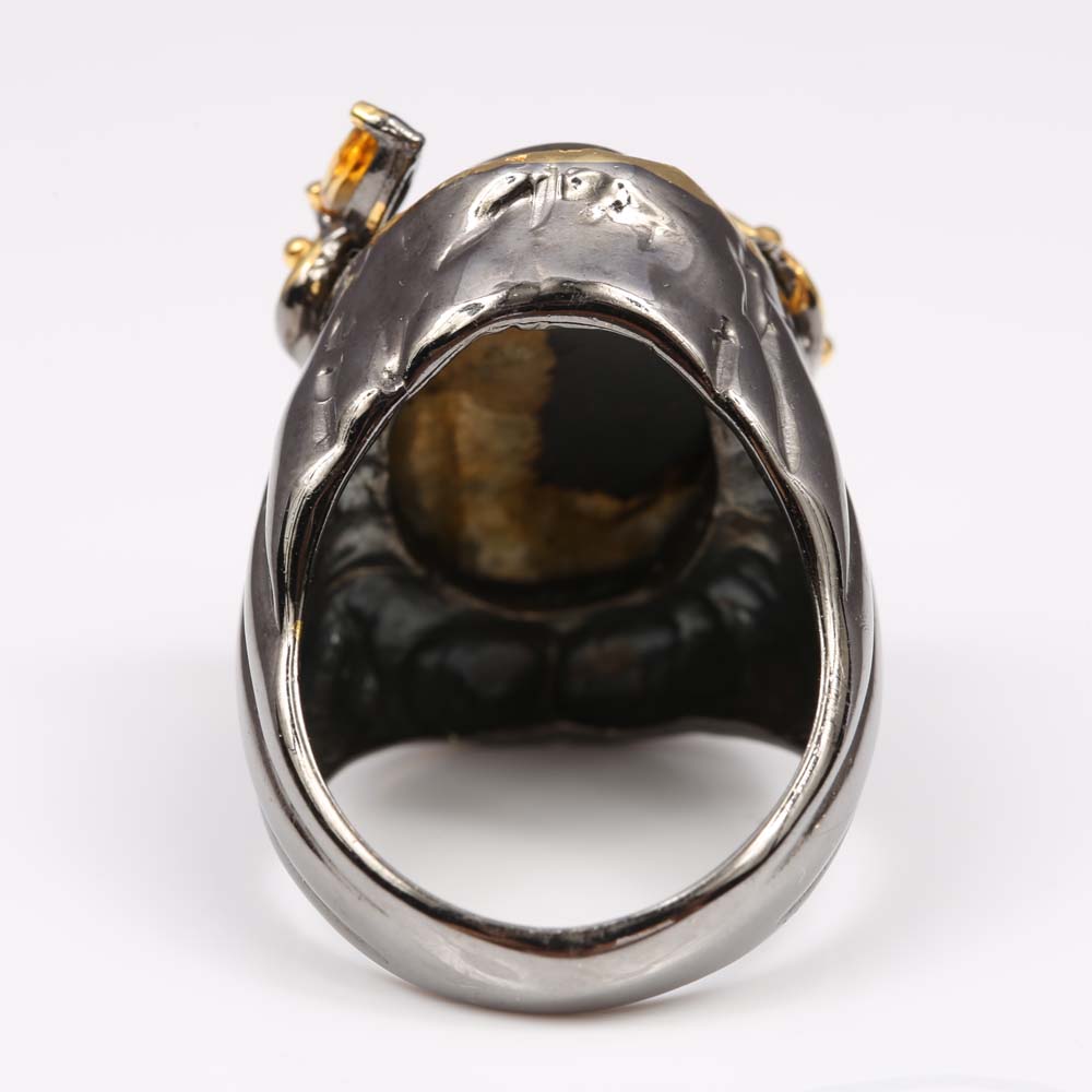 Sterling Silver Labradorite and Citrine Ring