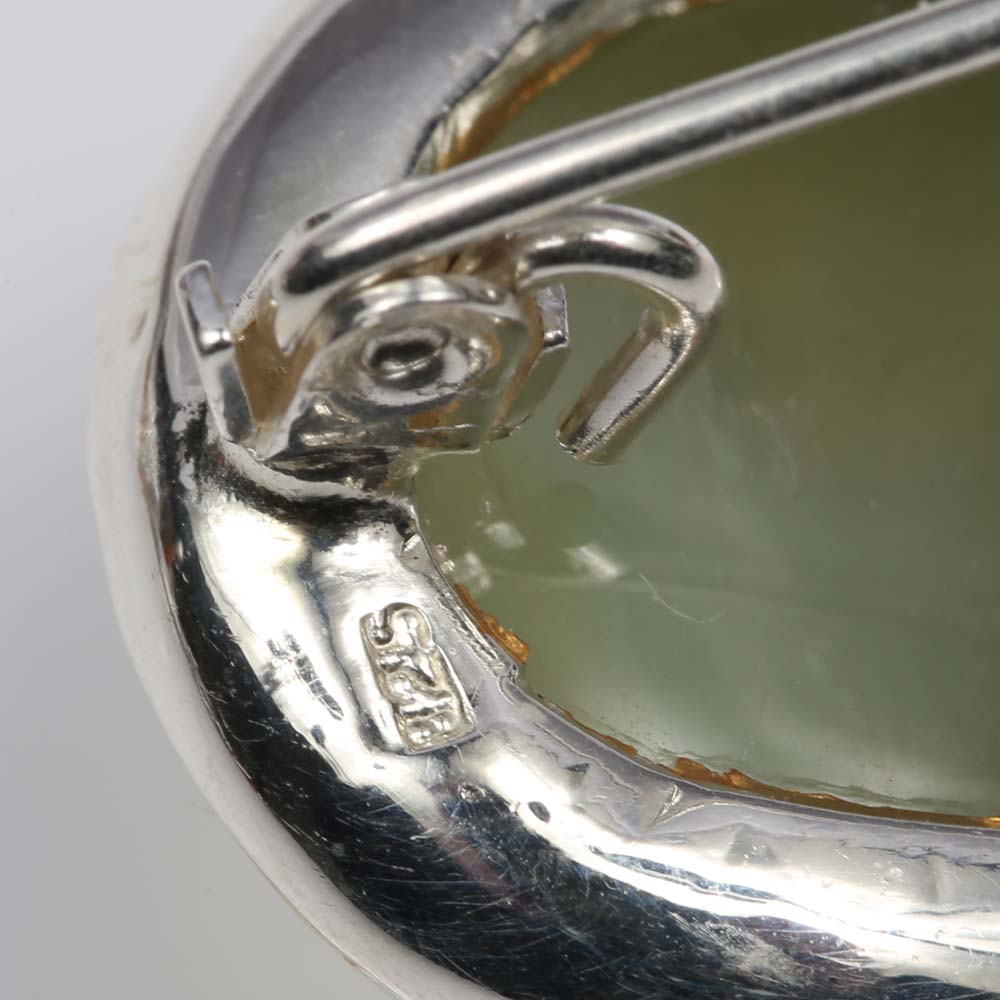 Sterling Silver 21.34 CT Prehnite Ladybug Brooch