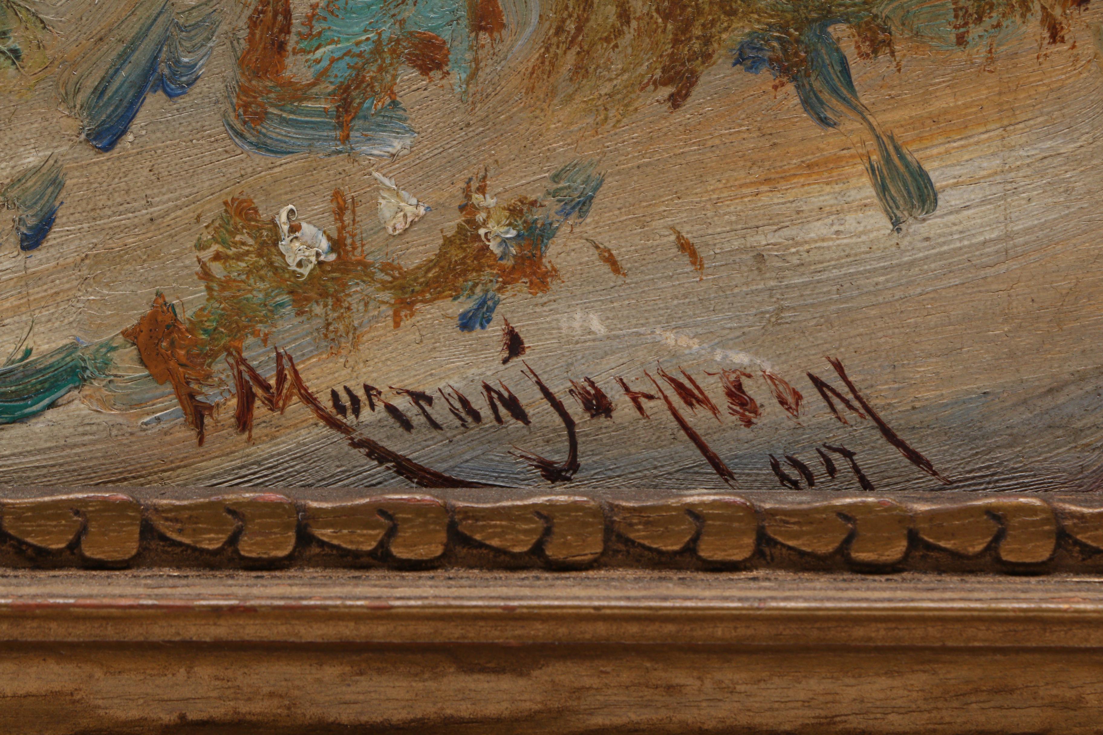 Francis Morton Johnson 1907 Impressionist Oil Painting of Coastal Scene