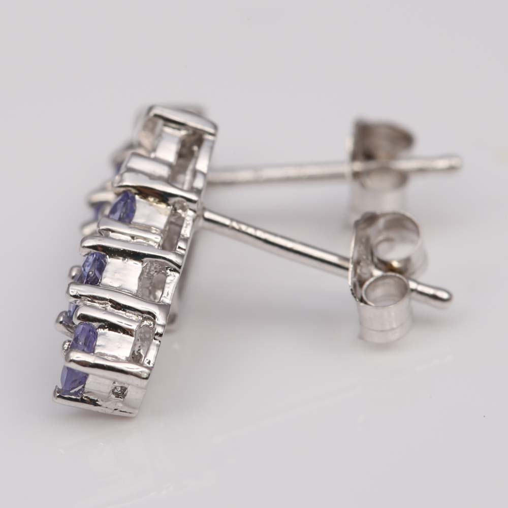 10K White Gold Tanzanite and Diamond Earrings