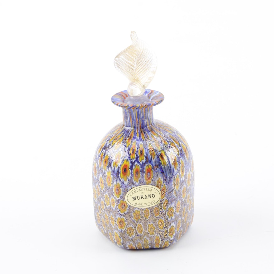 Campanella Murano Millefiori Glass Perfume Bottle