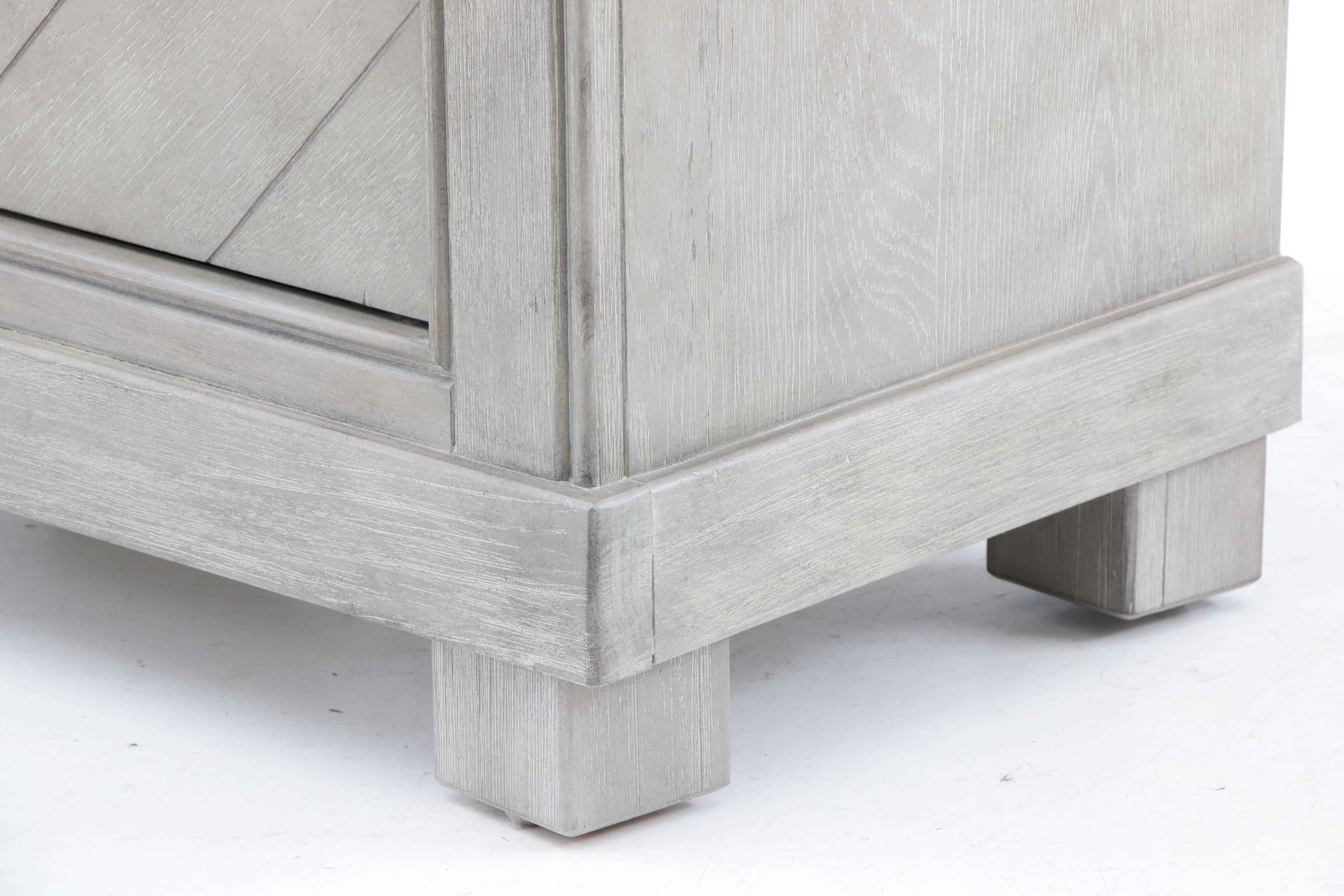 Grey Wood Grain Patterned Nightstand