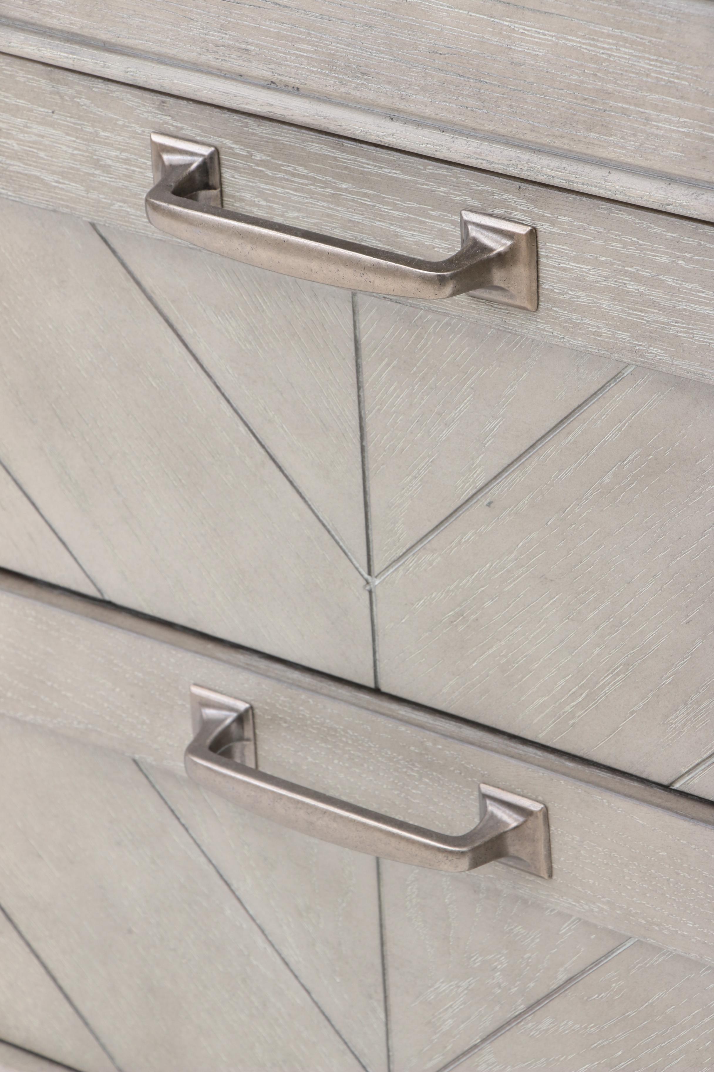 Grey Wood Grain Patterned Nightstand