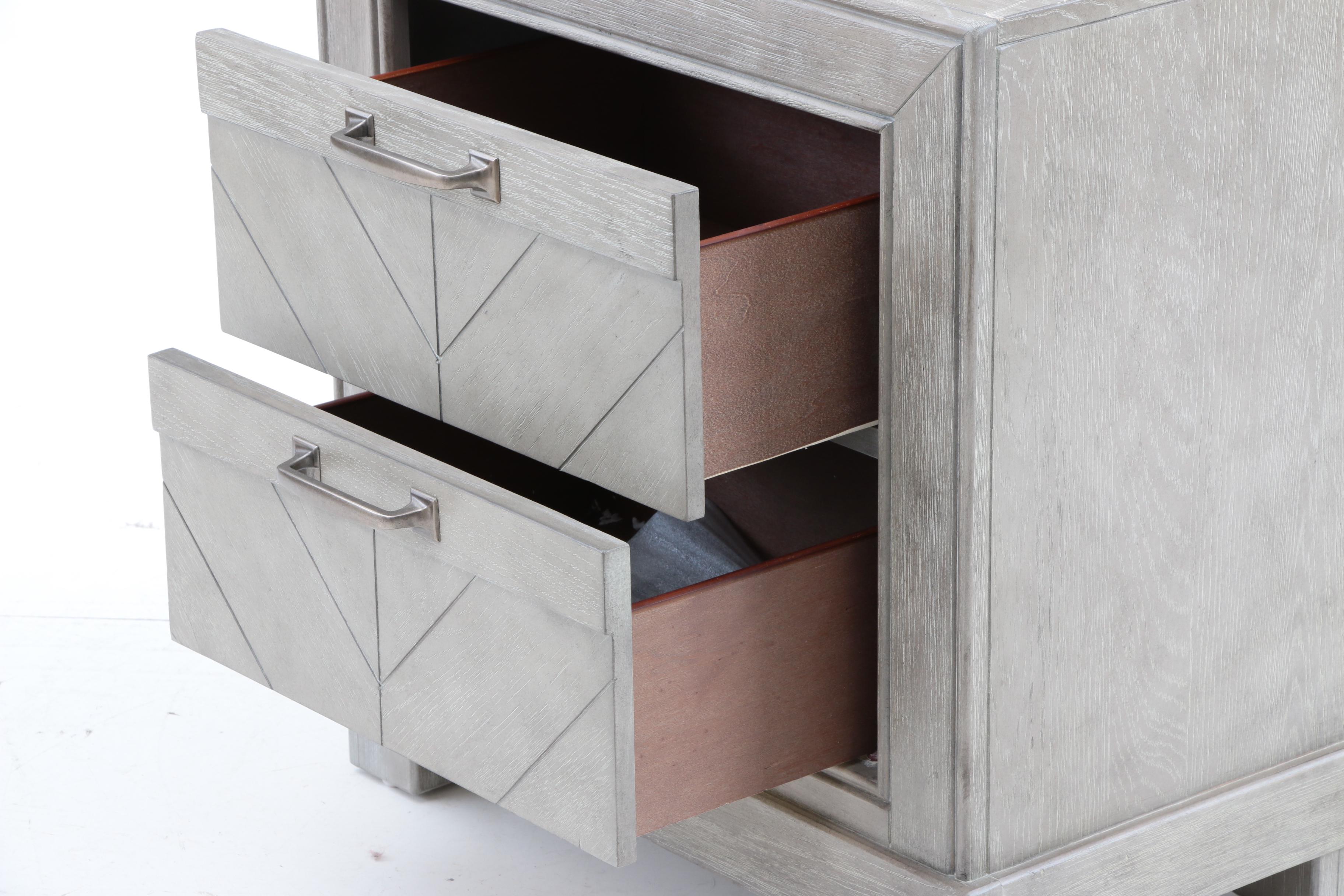 Grey Wood Grain Patterned Nightstand