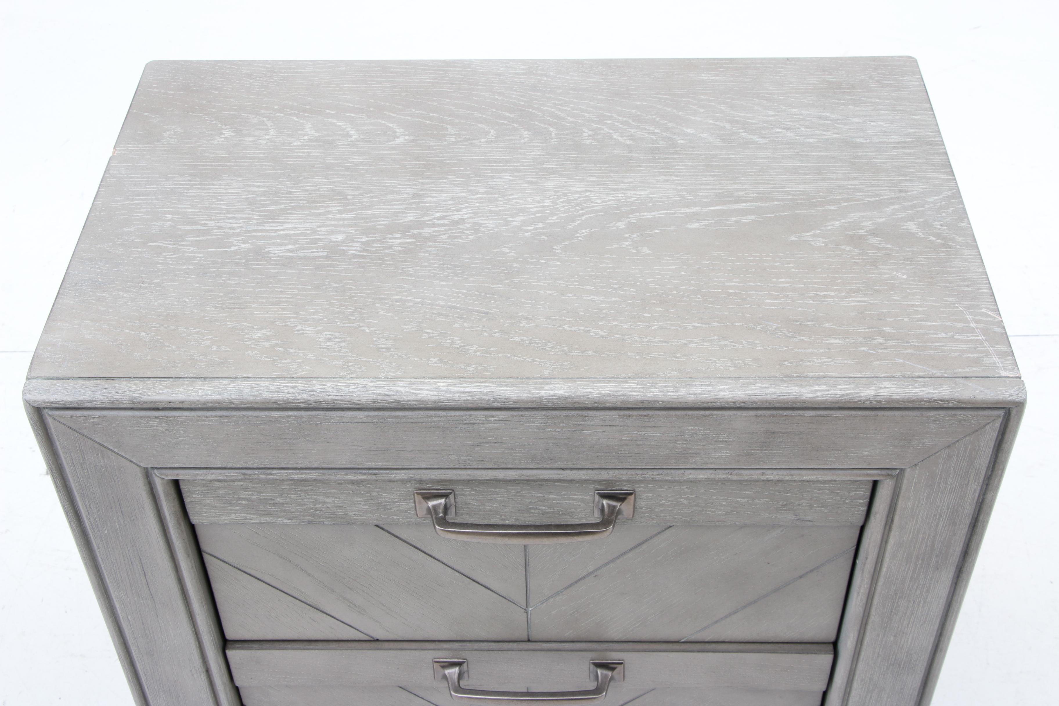 Grey Wood Grain Patterned Nightstand