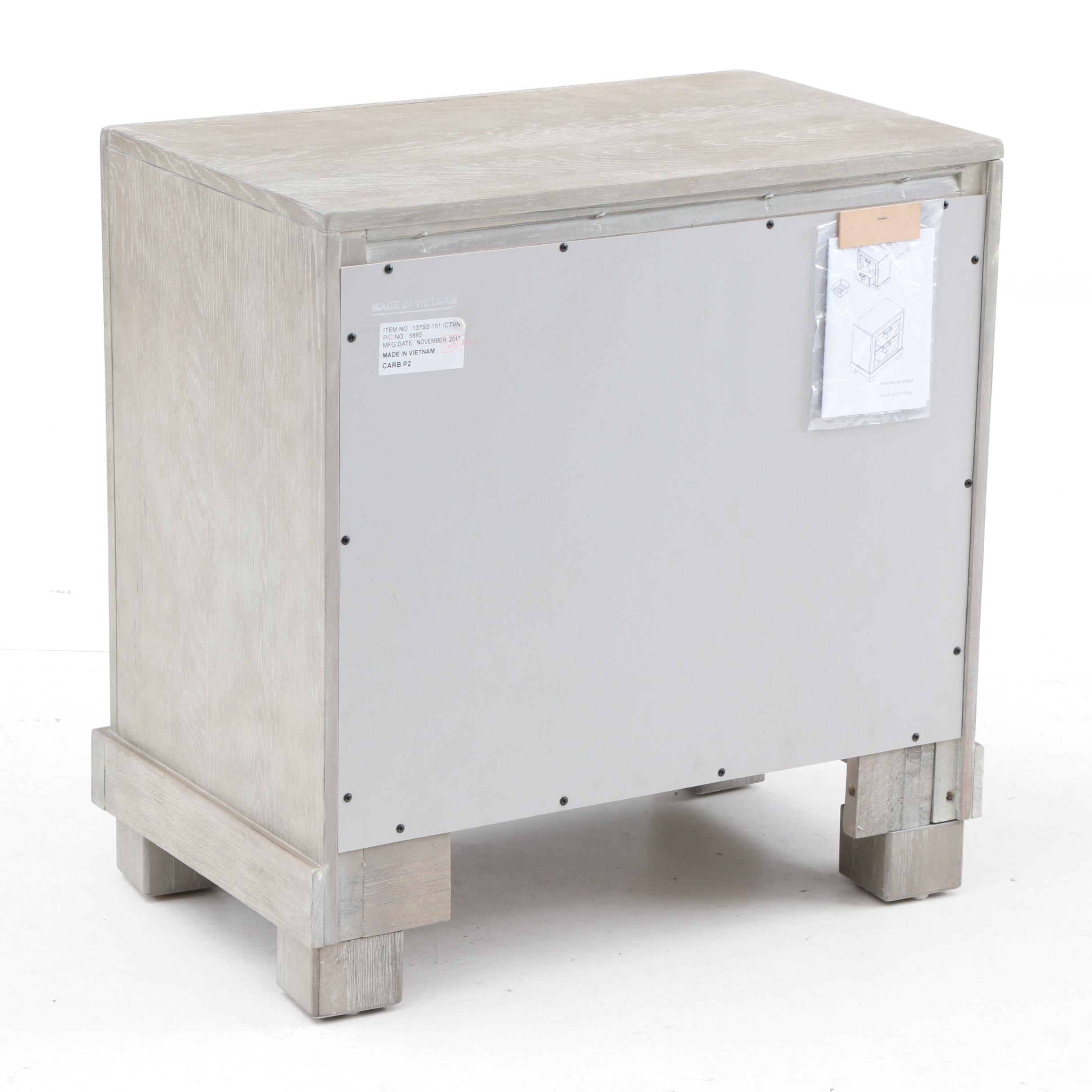 Grey Wood Grain Patterned Nightstand