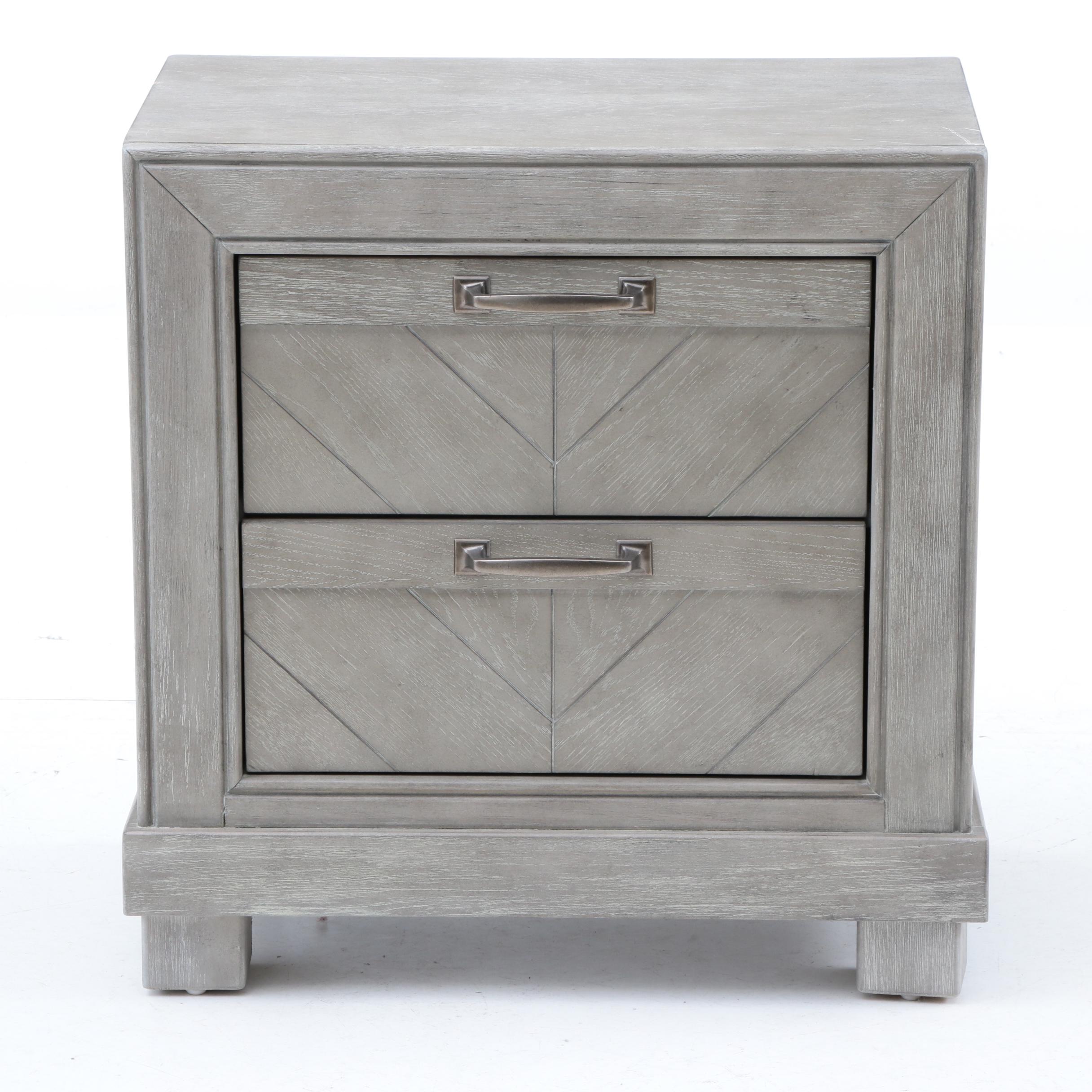 Grey Wood Grain Patterned Nightstand