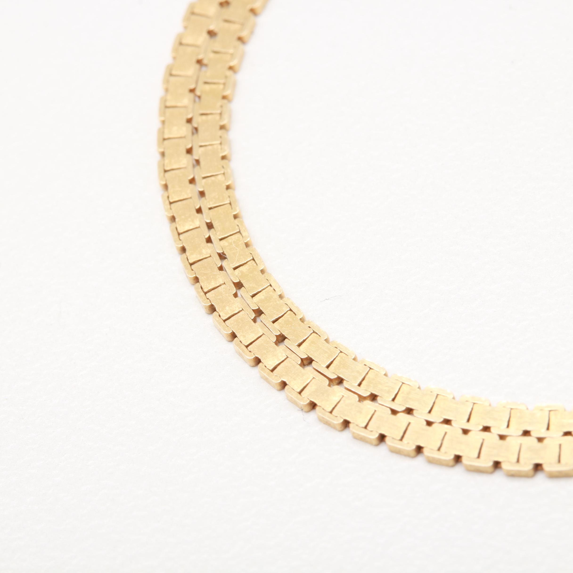 14K Yellow Gold Fancy Link Chain Necklace