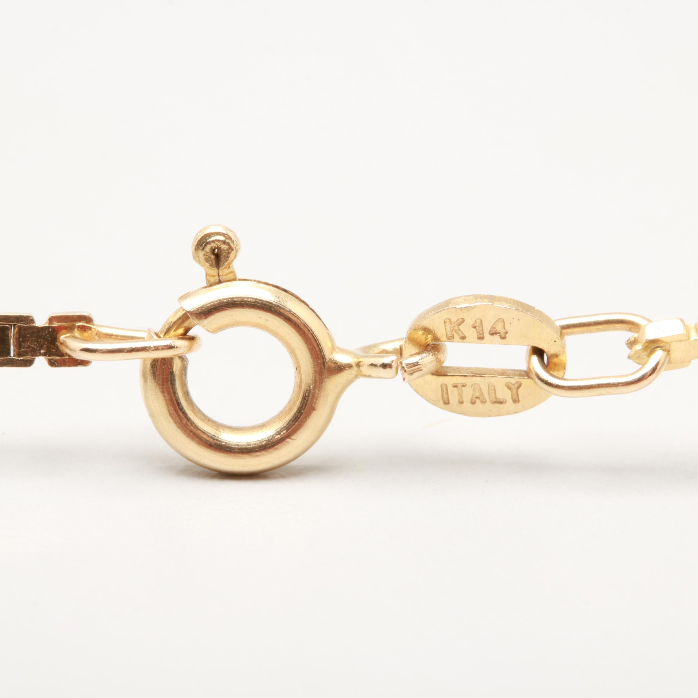 14K Yellow Gold Fancy Link Chain Necklace