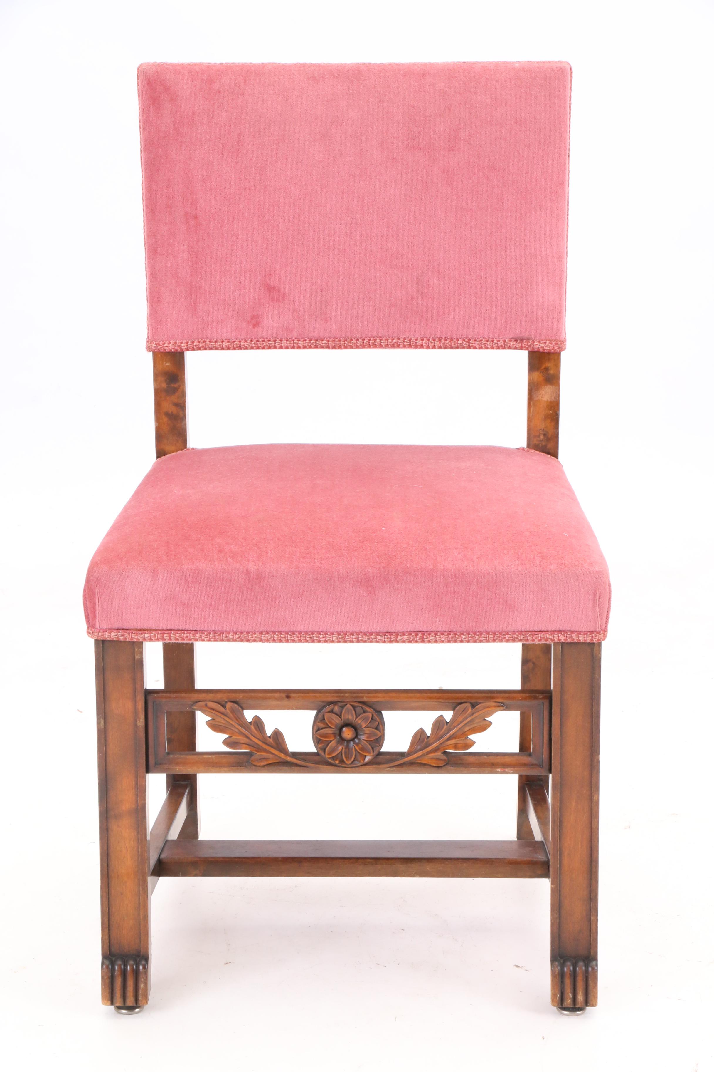 Jacobean Revival Style Upholstered Side Chairs