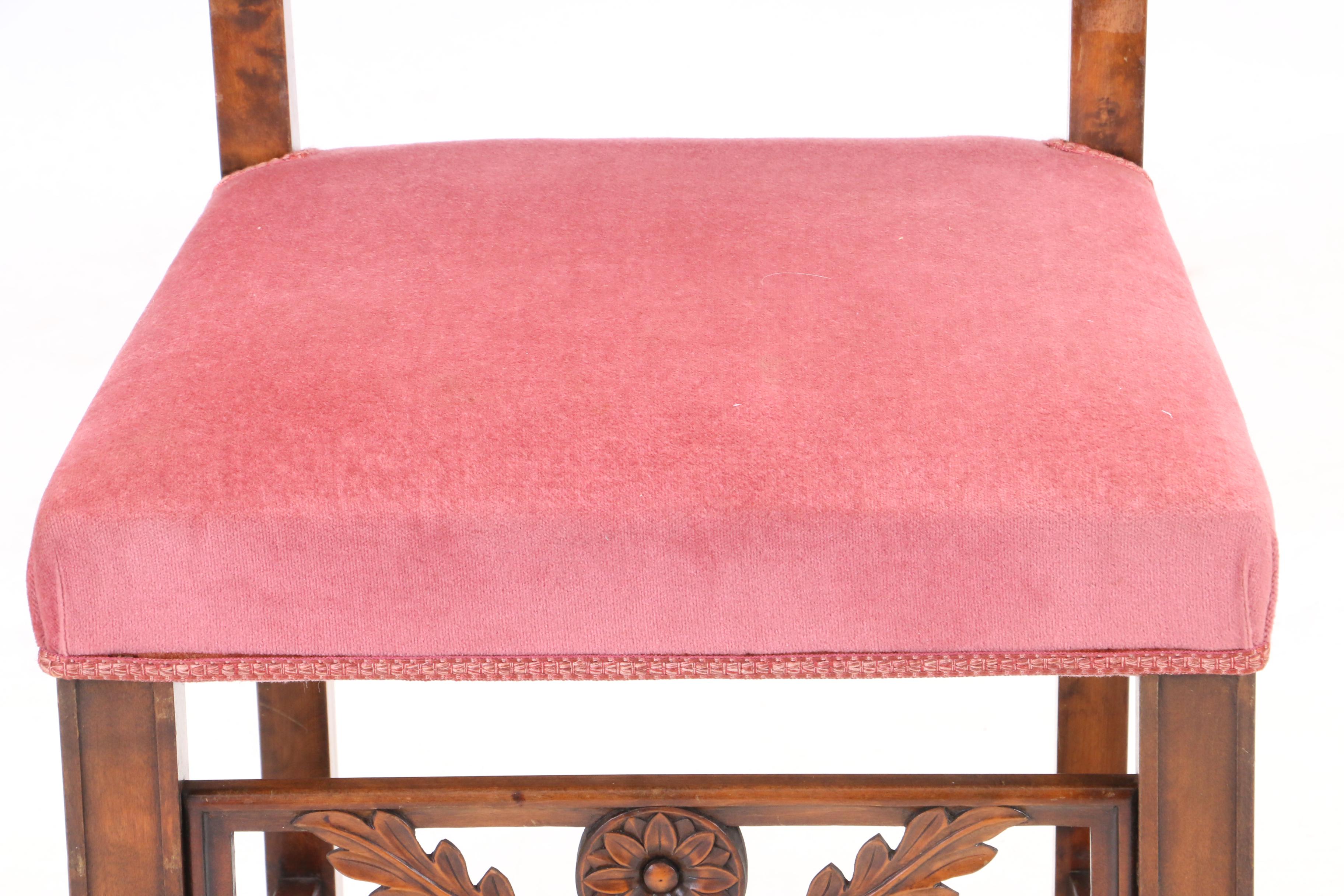 Jacobean Revival Style Upholstered Side Chairs