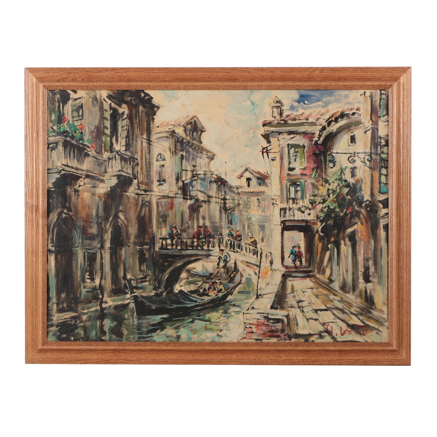 Vintage Oil Painting Attributed to D. Venice