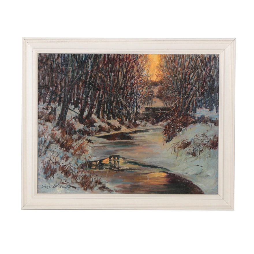 Howard Weston Arnold Oil Painting "Winter's Golden Glow"