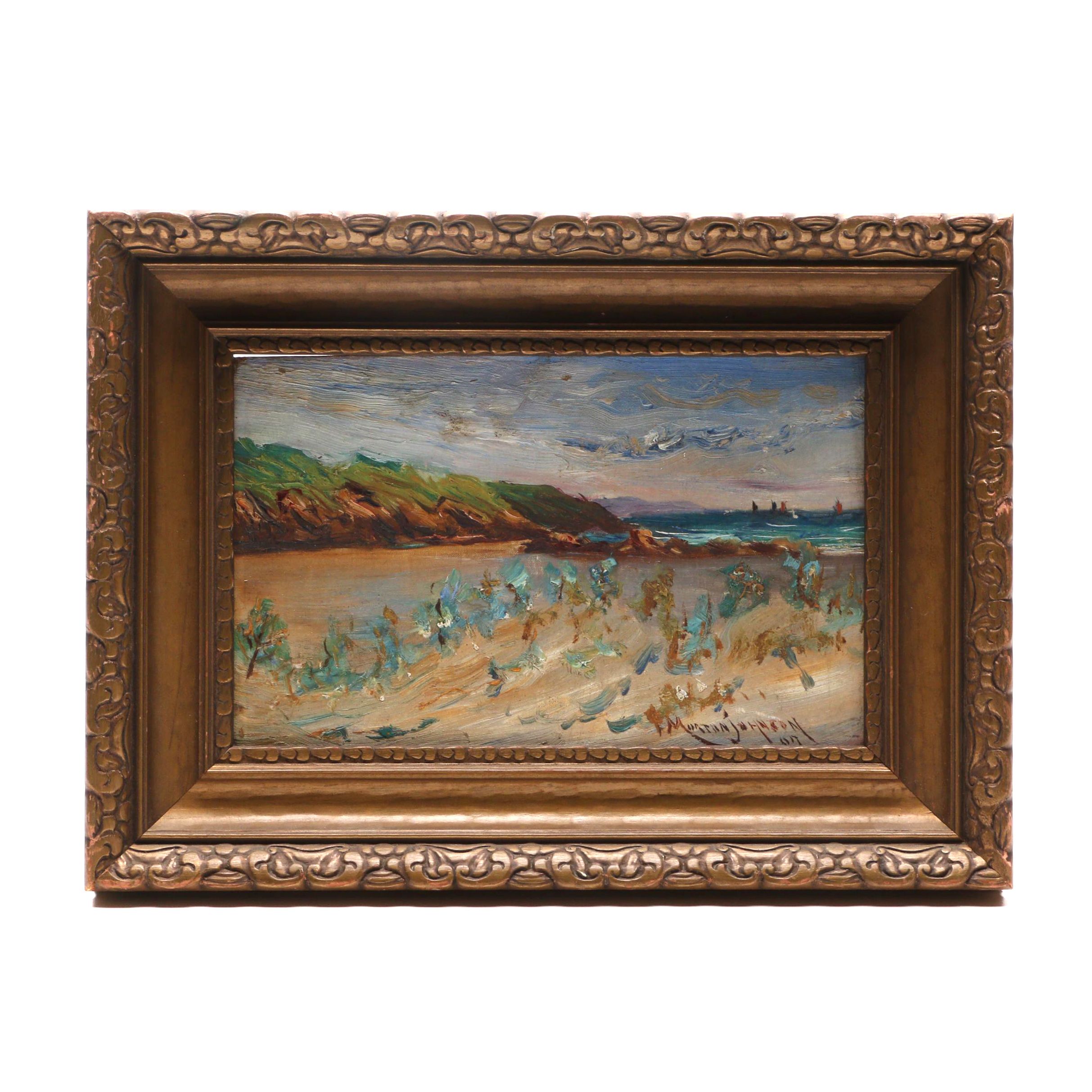 Francis Morton Johnson 1907 Impressionist Oil Painting of Coastal Scene