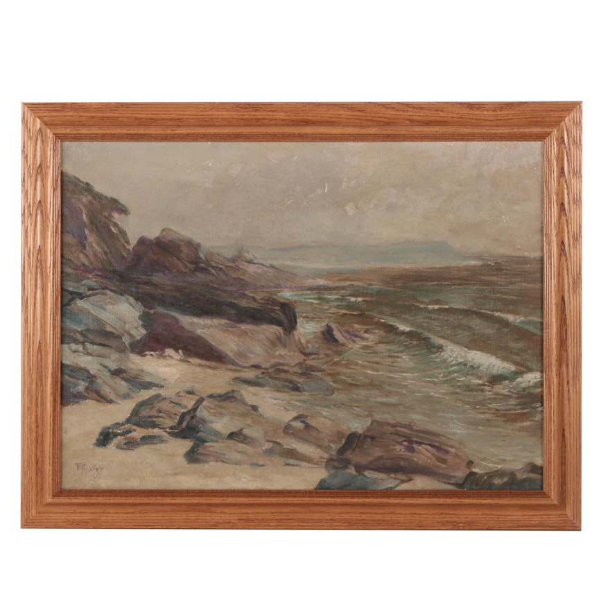 E. Fowler Seascape Oil Painting