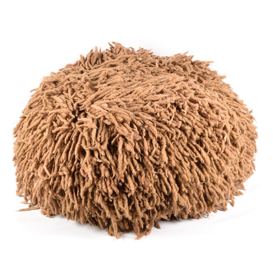 Shaggy Upholstered Pouf, 20th/21st Century