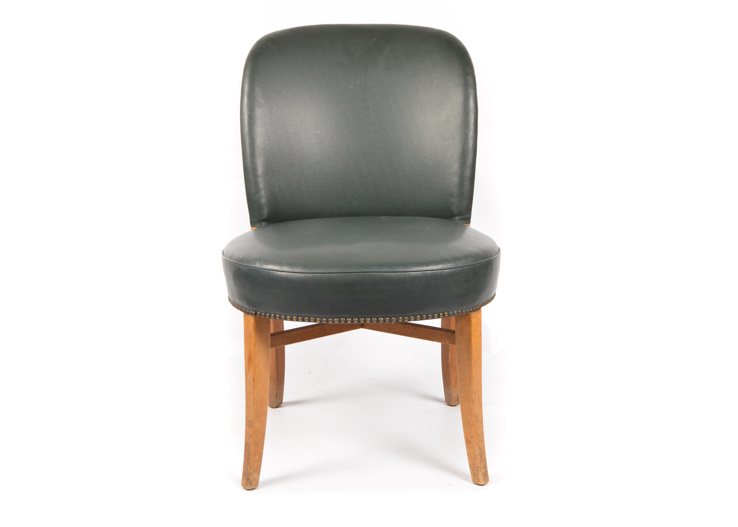 Vinyl Upholstered Curved Back Side Chair, Mid-20th Century