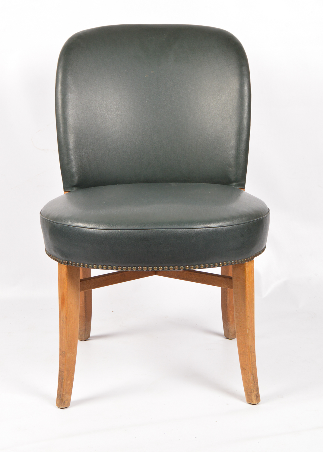 Vinyl Upholstered Curved Back Side Chair, Mid-20th Century