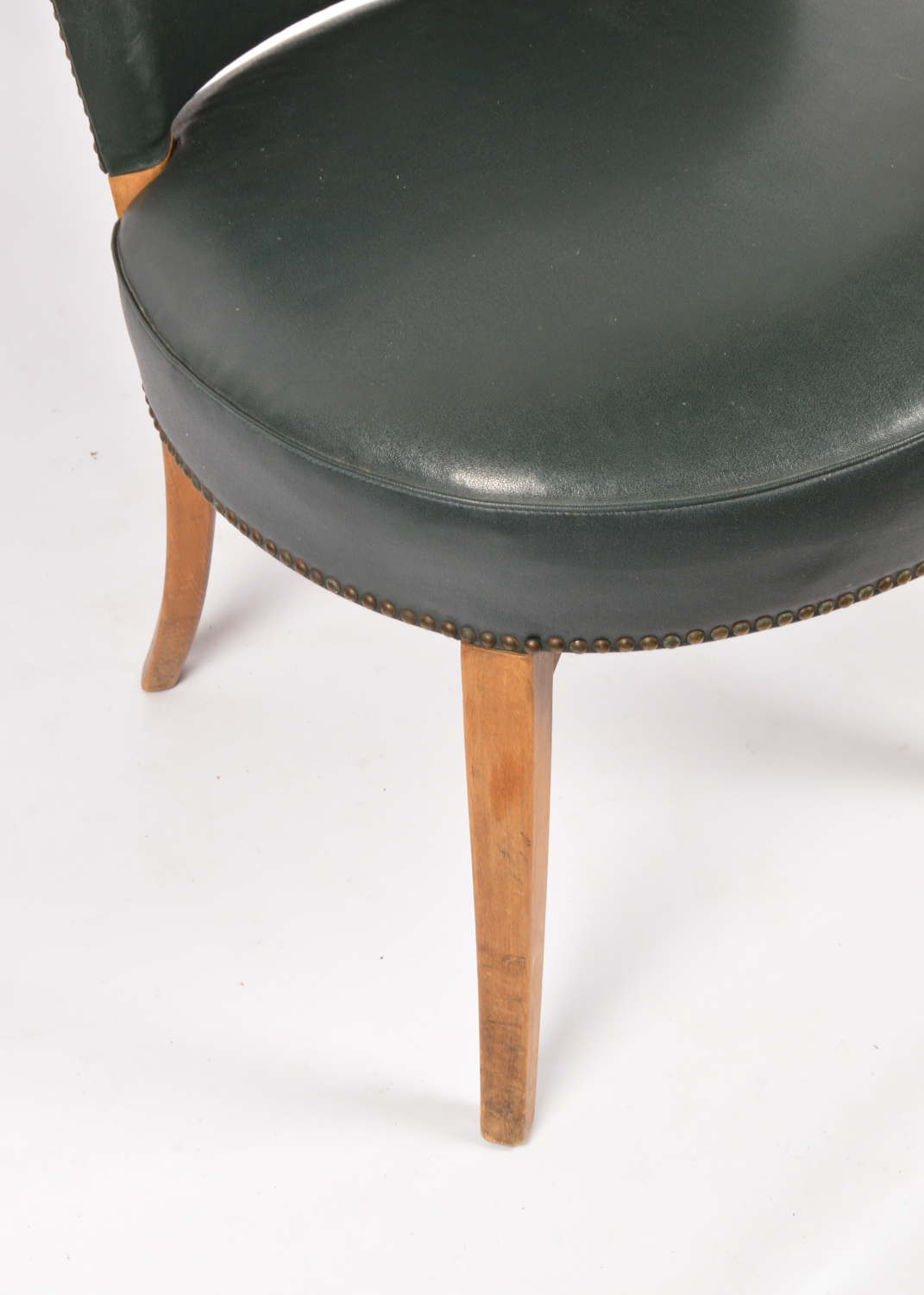 Vinyl Upholstered Curved Back Side Chair, Mid-20th Century