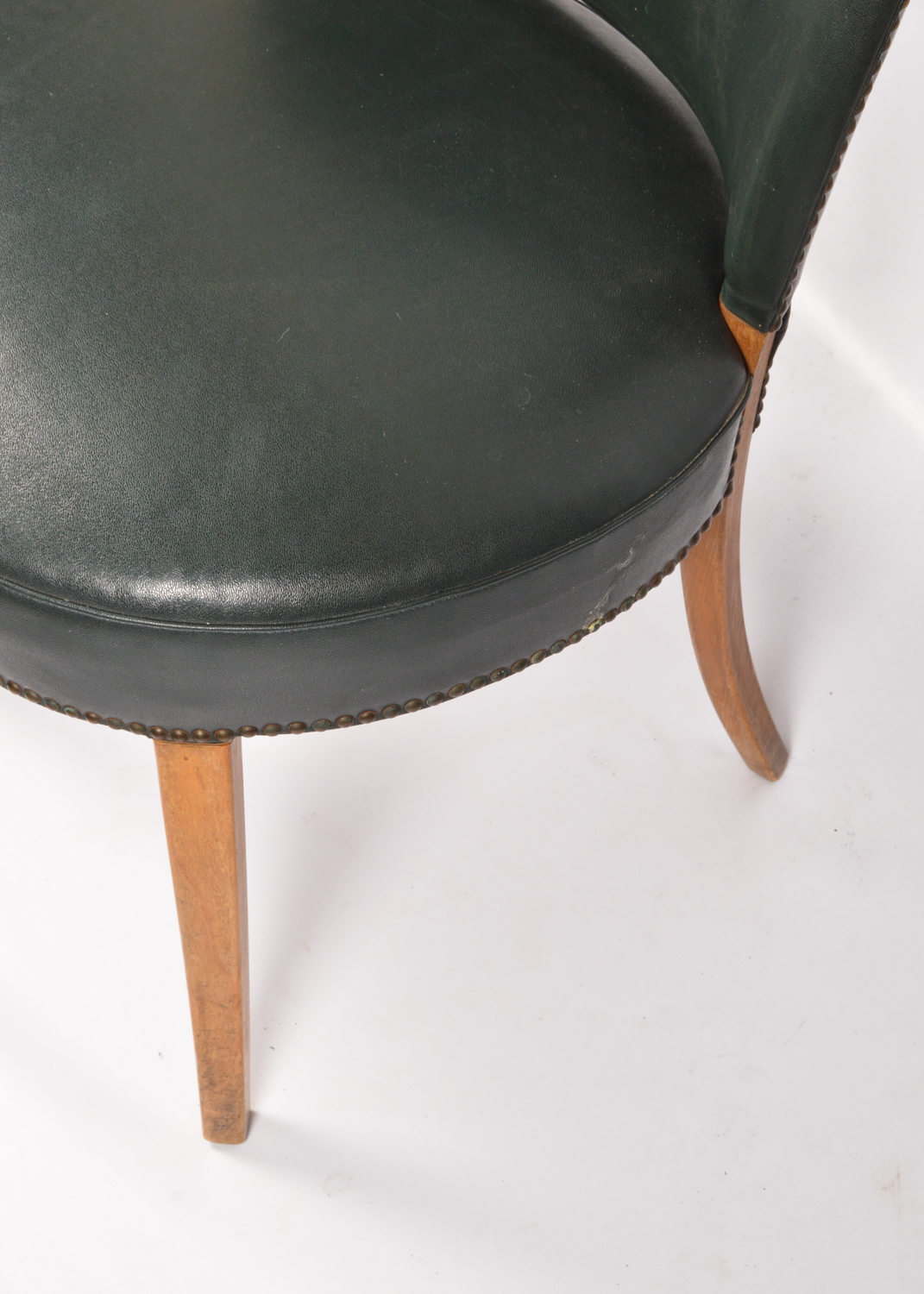 Vinyl Upholstered Curved Back Side Chair, Mid-20th Century