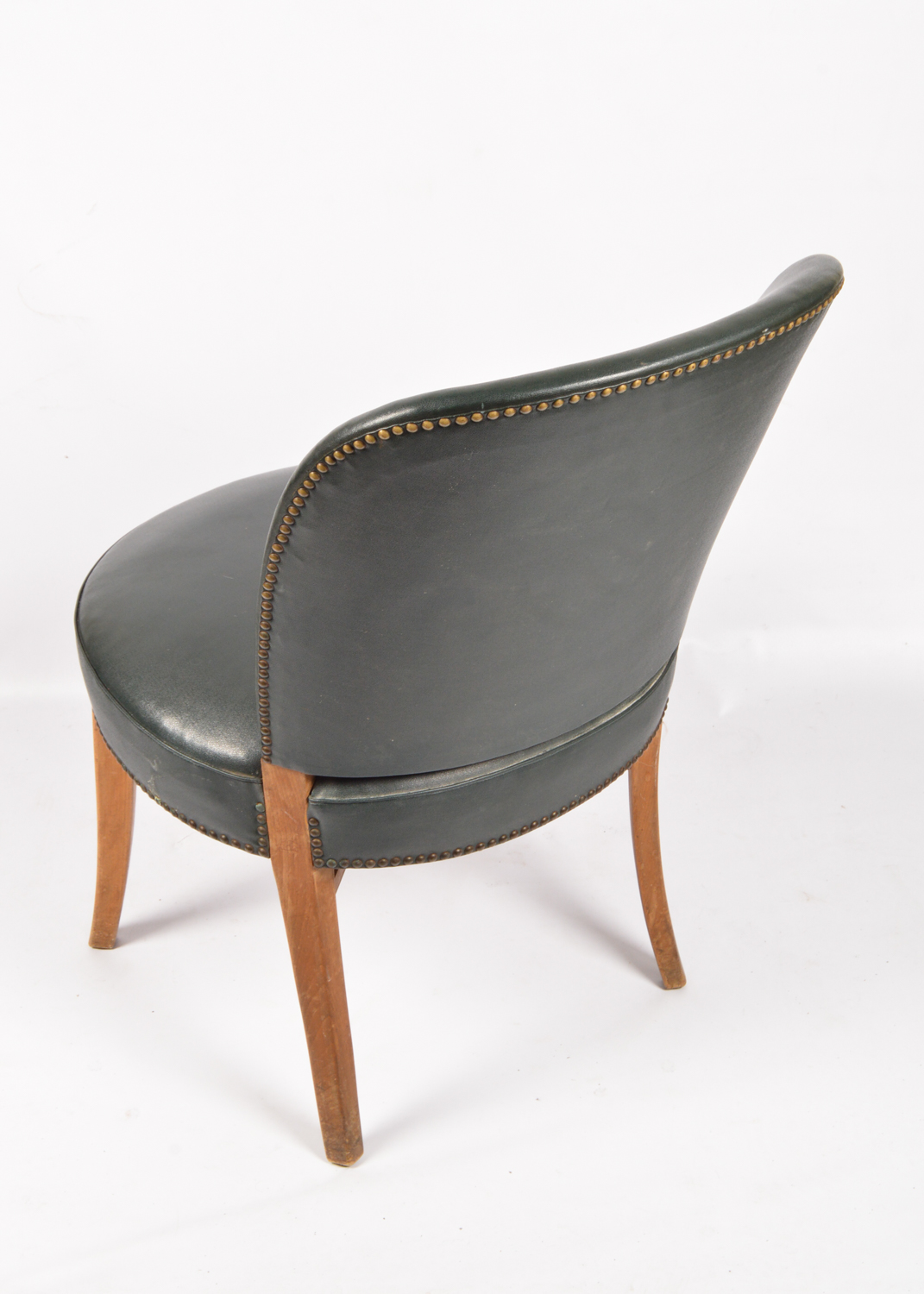 Vinyl Upholstered Curved Back Side Chair, Mid-20th Century