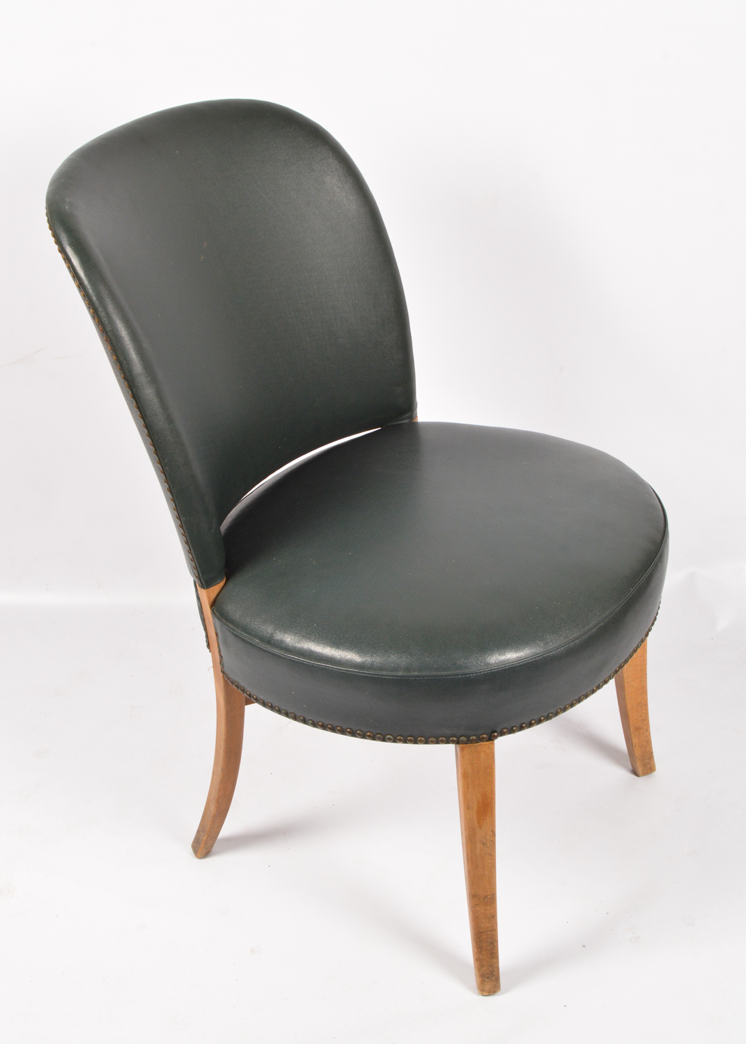 Vinyl Upholstered Curved Back Side Chair, Mid-20th Century