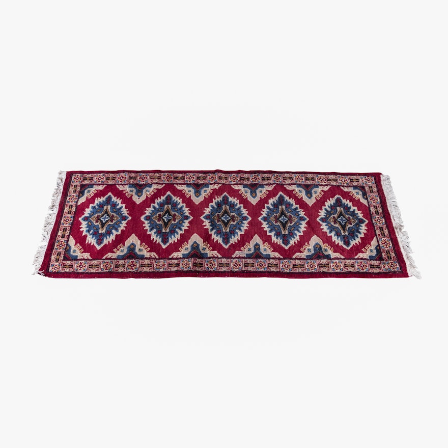 Hand-Knotted Pakistani Kazak Bokhara Wool Runner