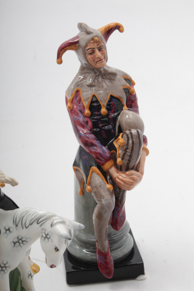 Royal Doulton "The Gardener", "Hold Tight" and "Jester" Bone China Figurines