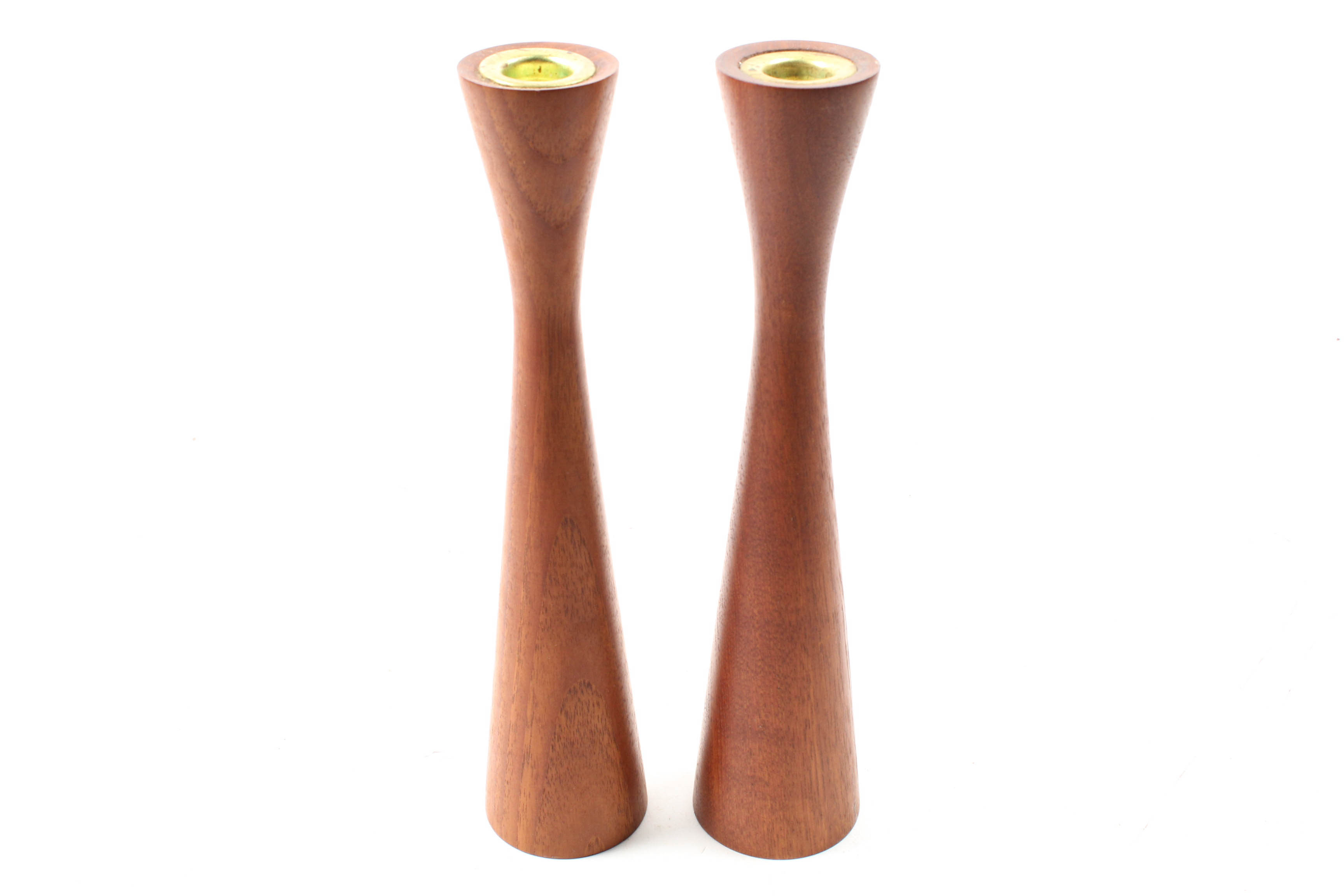 Danish Modern Teak Wood Candlesticks