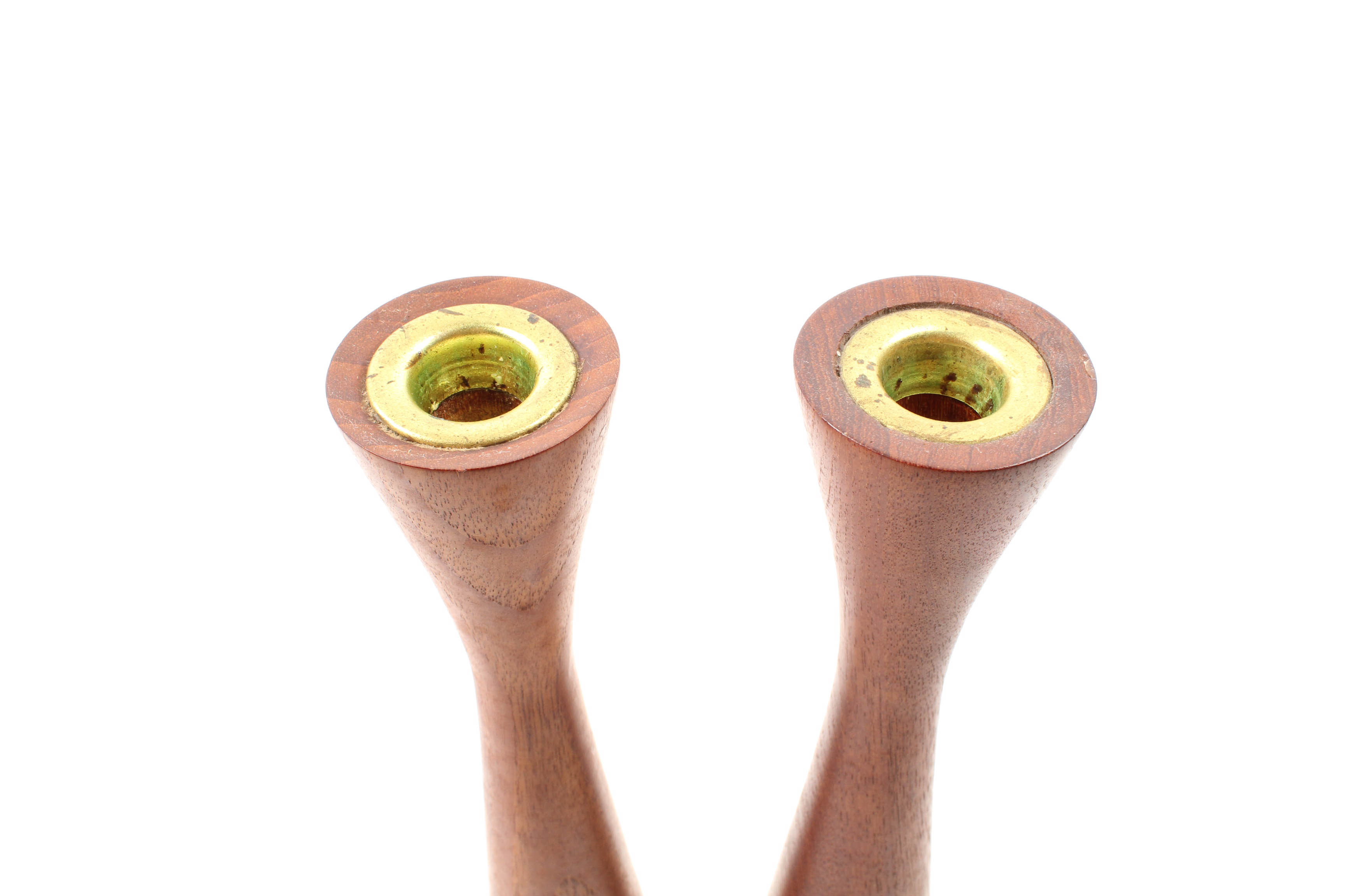 Danish Modern Teak Wood Candlesticks