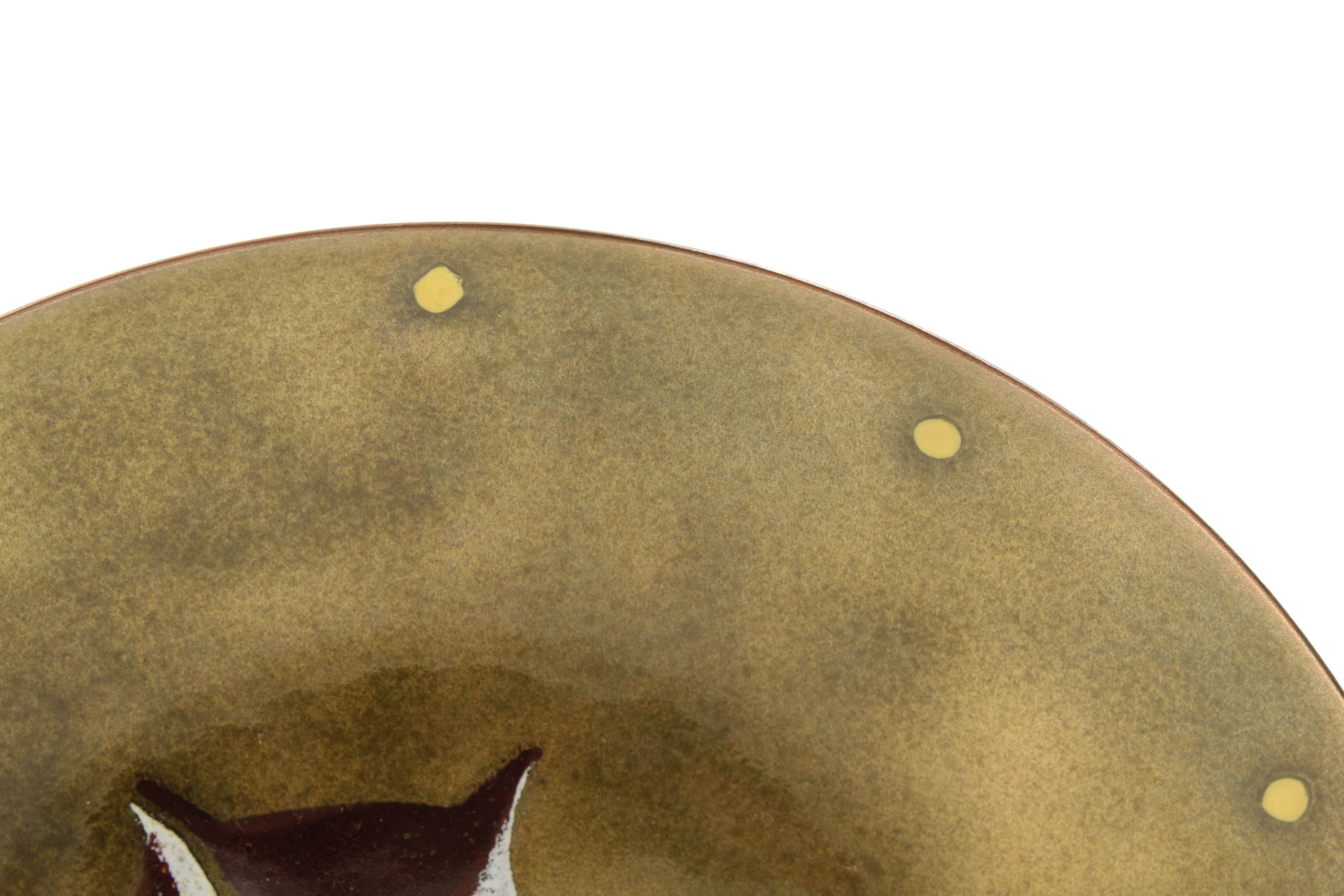 Mid Century Modern Enameled Metal Owl Wall Clock