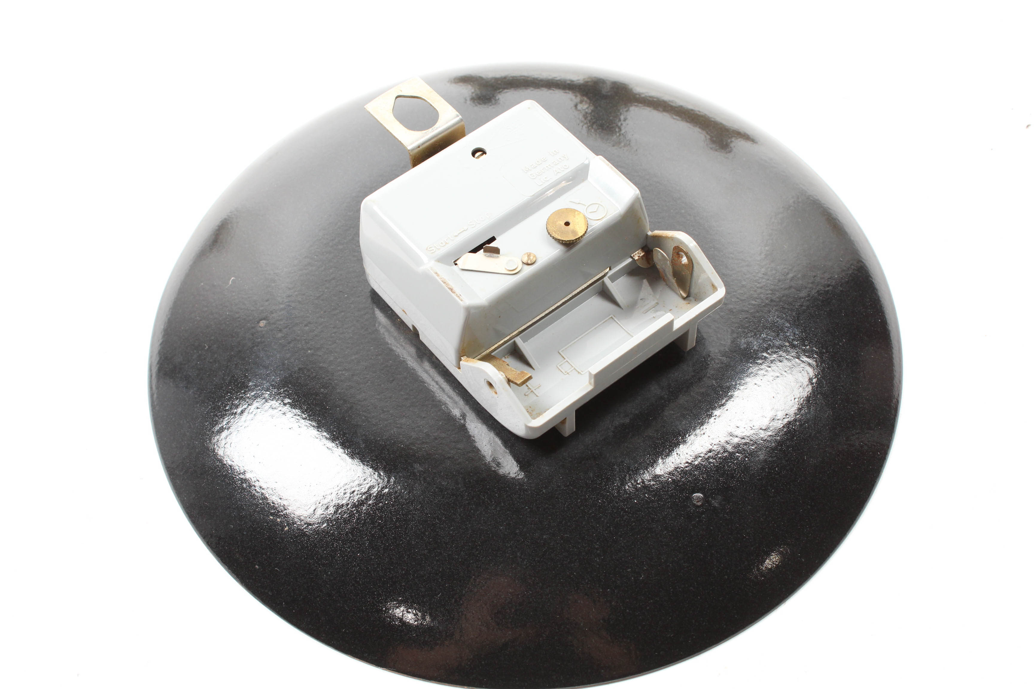 Mid Century Modern Enameled Metal Owl Wall Clock